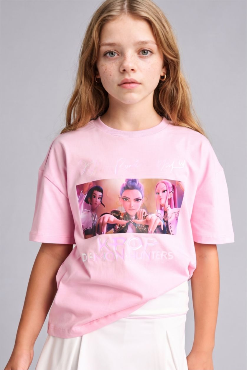 Young Girls - Teen Girls Light Pink Oversize Fit Short Sleeve T-Shirt