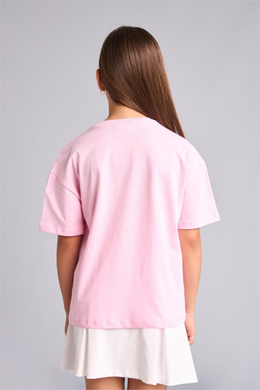 Young Girls - Teen Girls Light Pink Oversize Fit Short Sleeve T-Shirt