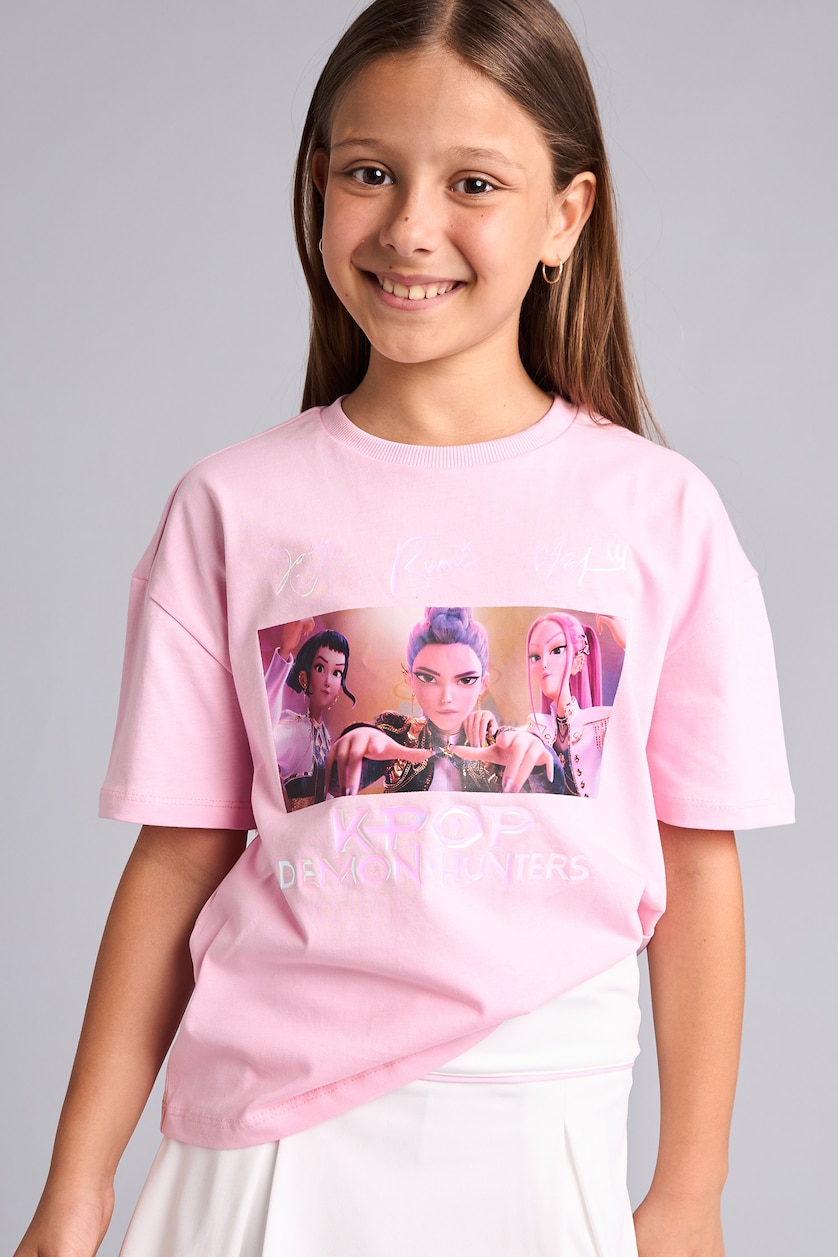 Young Girls - Teen Girls Light Pink Girl Oversize Fit Pink 100% Cotton Short Sleeve T-Shirt