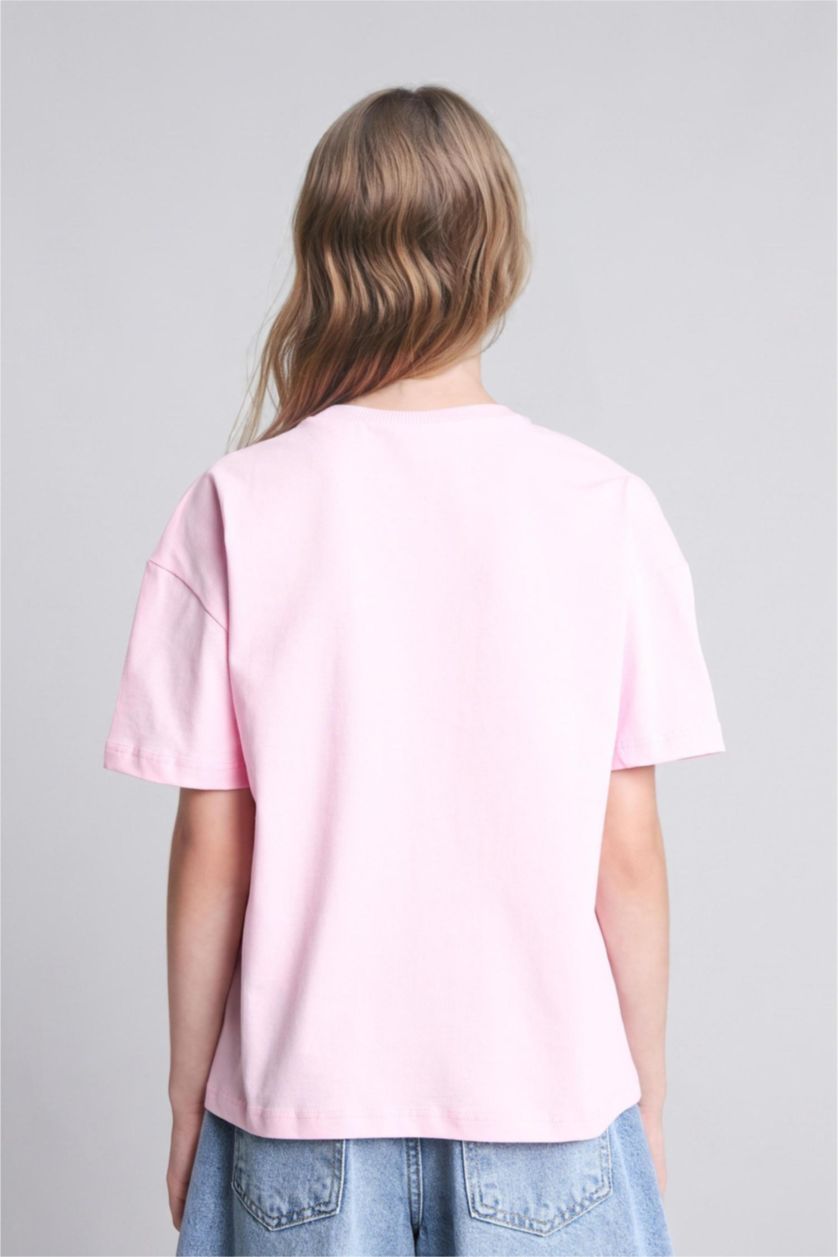 GIRLS & TEENS Light Pink Oversize Fit Short Sleeve T-Shirt