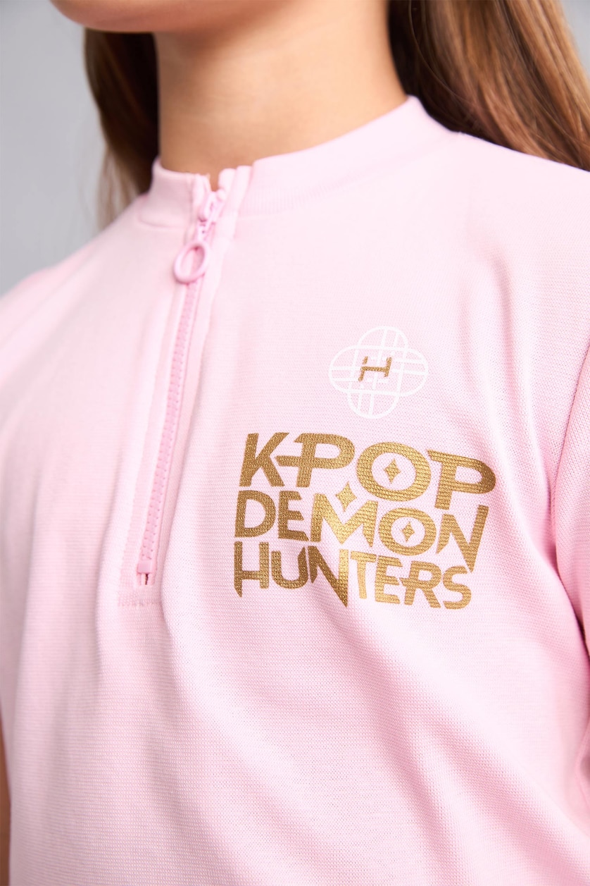 Young Girls - Teen Girls Light Pink Girl Kpop Demon Hunters Half-Zip T-Shirt