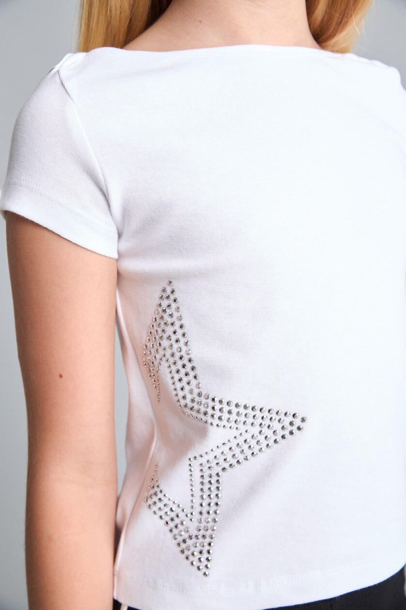 Young Girls - Teen Girls White Girl Ribana Printed Cotton Short Sleeve White T-Shirt