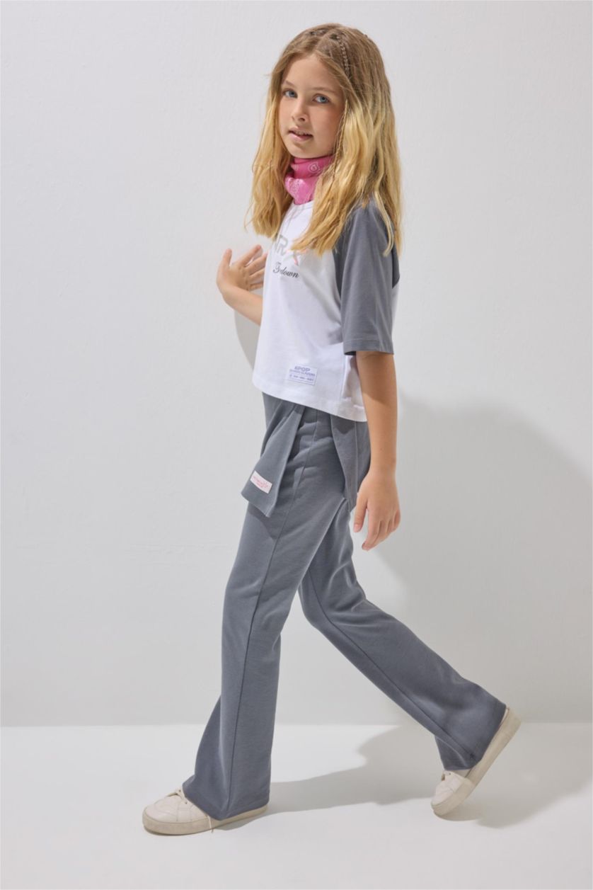 Kız Çocuk - Genç Kız Gri Flare Fit Pantolon Kız Çocuk