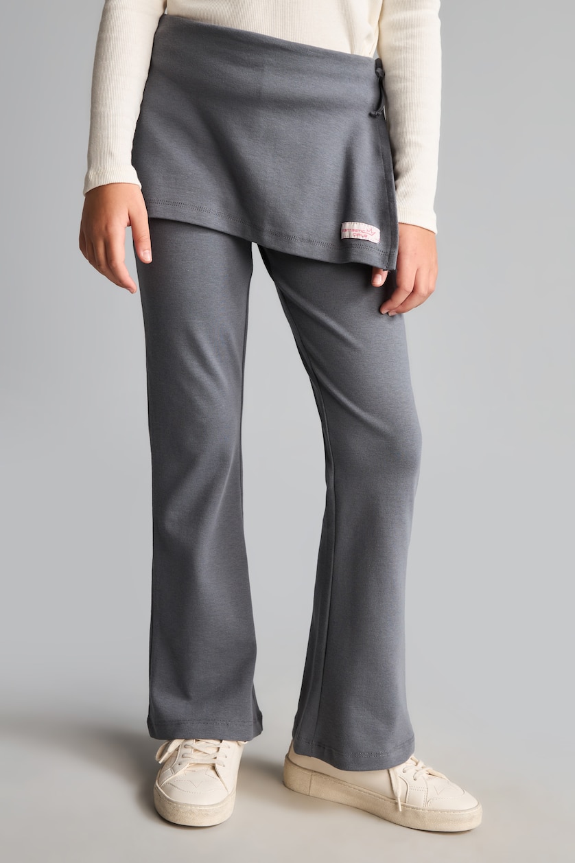GIRLS & TEENS Grey Pantalon en coton à jambes larges Coupe évasée pour fille