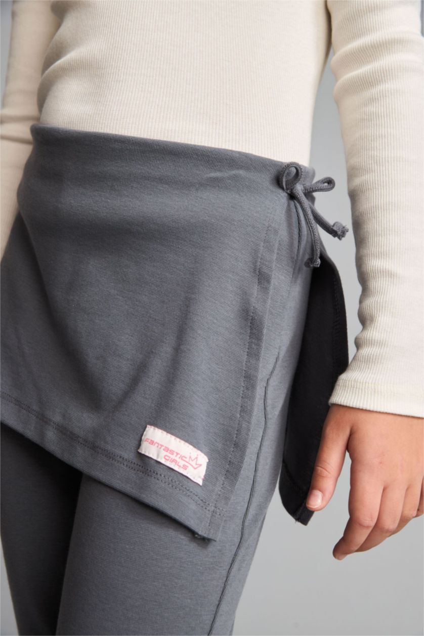 Kız Çocuk - Genç Kız Gri Pamuklu Flare Fit Pantolon Kız Çocuk