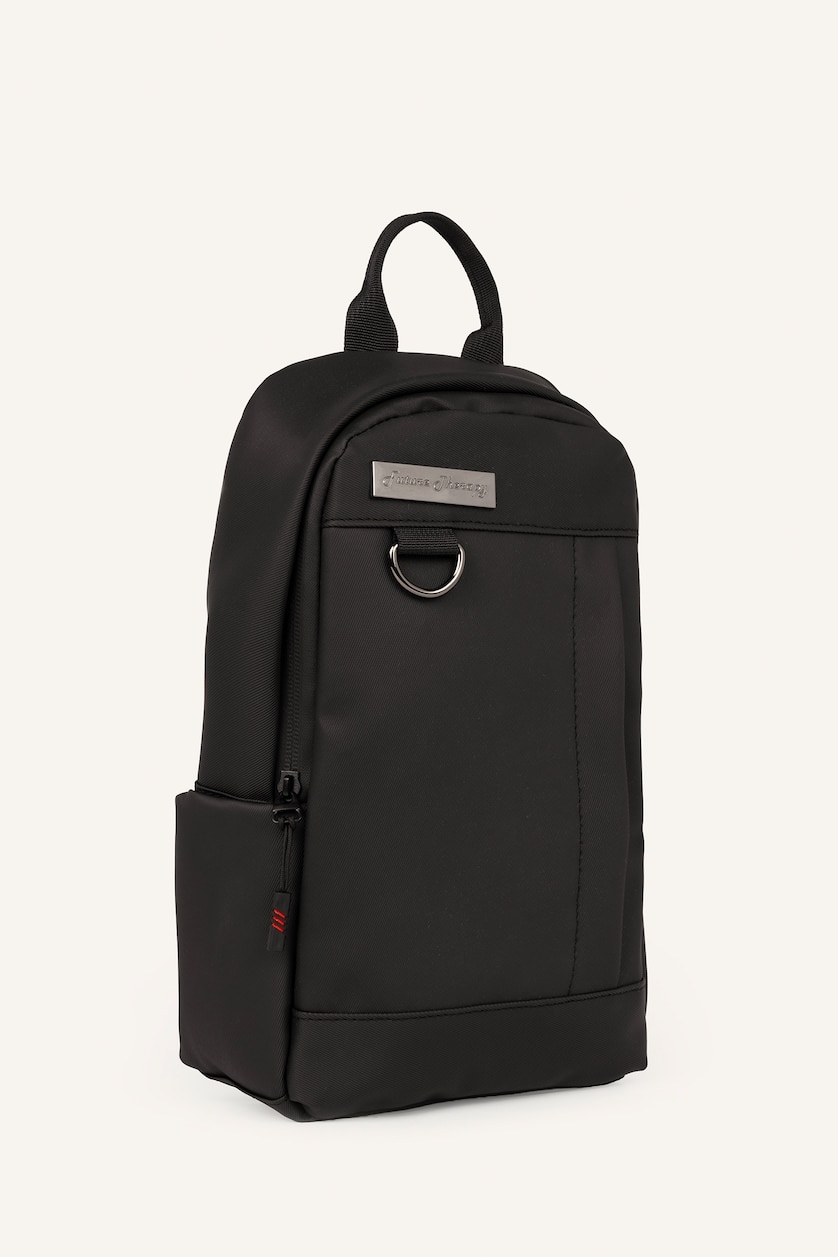 Men Black Faux Leather Crossbody Bag