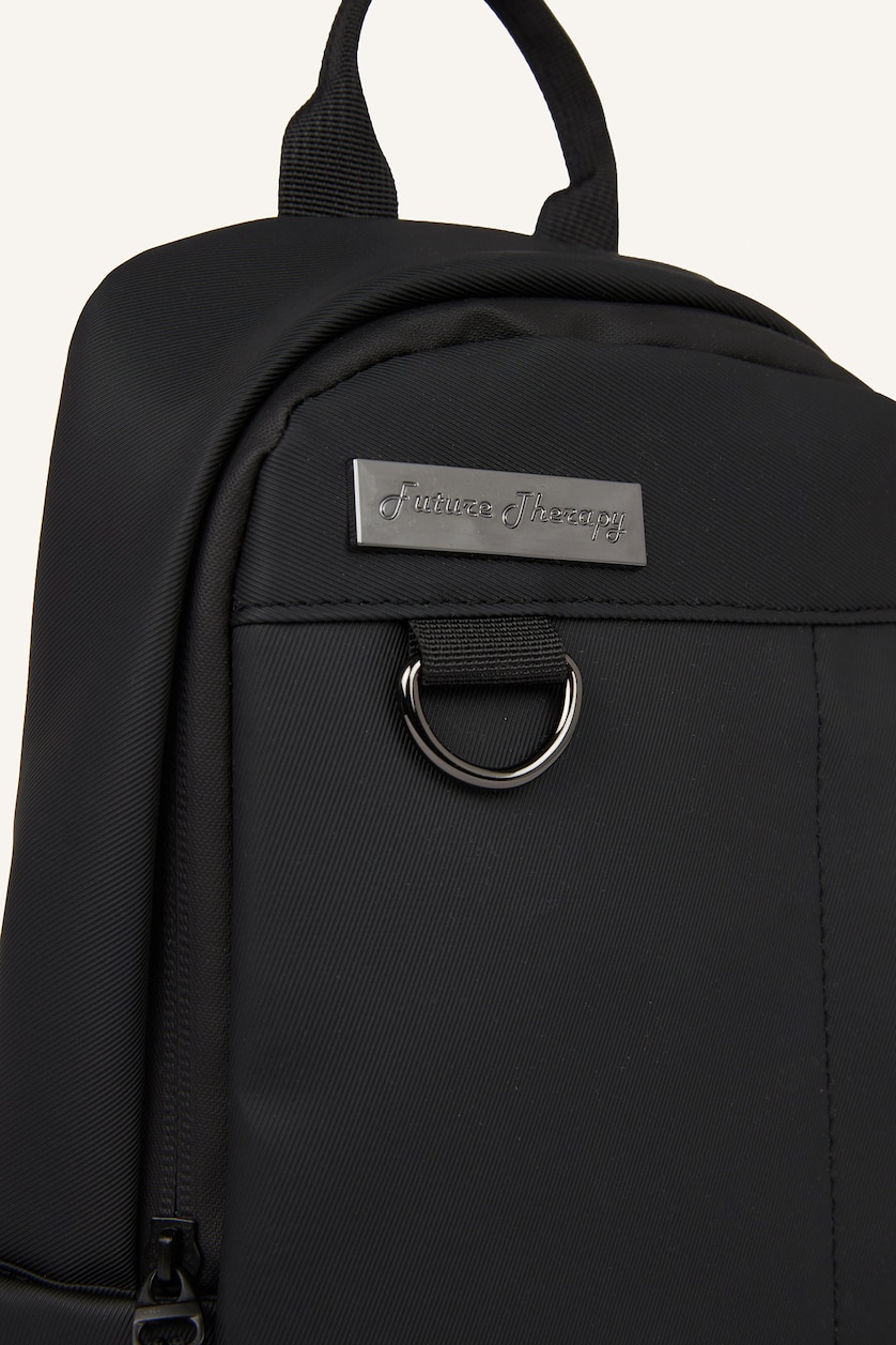 Men Black Faux Leather Crossbody Bag