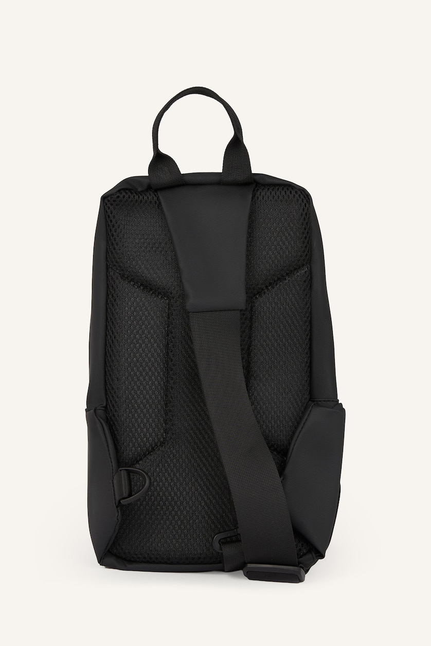 Men Black Faux Leather Crossbody Bag