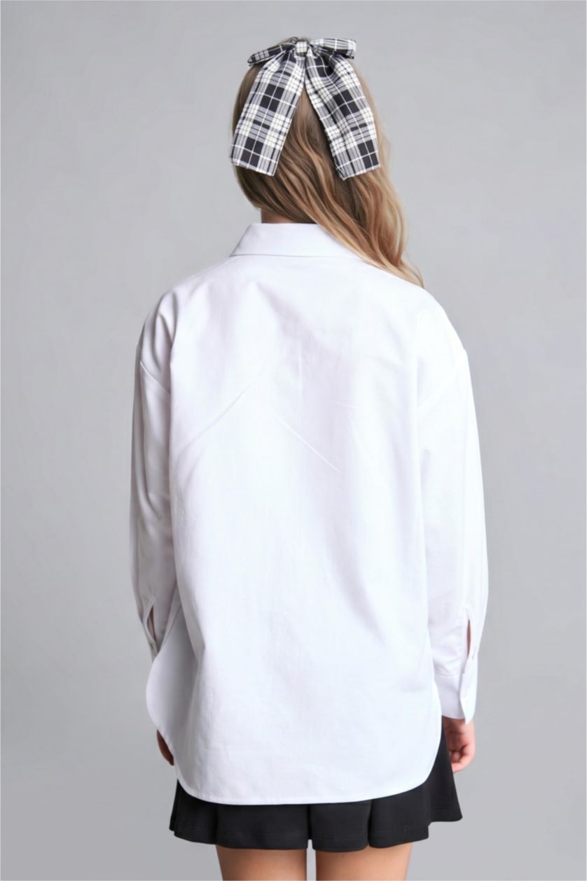 Young Girls - Teen Girls White Regular Fit Long Sleeve Shirt