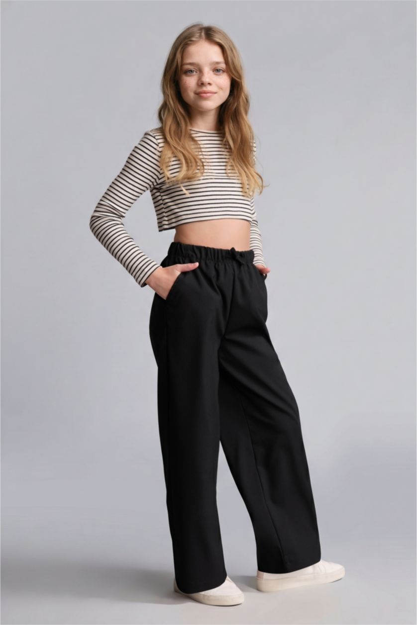 Young Girls - Teen Girls Black Wide Leg Trousers