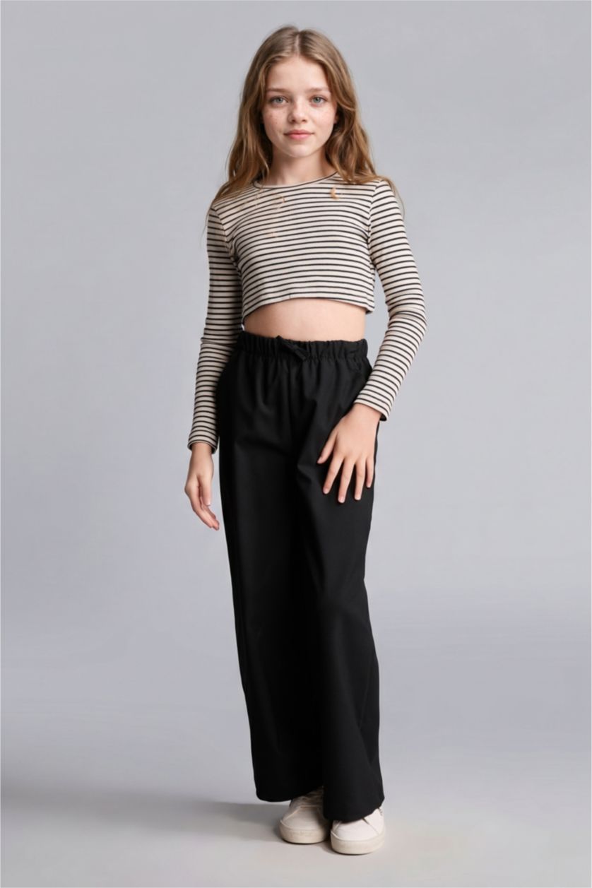 Young Girls - Teen Girls Black Wide Leg Trousers