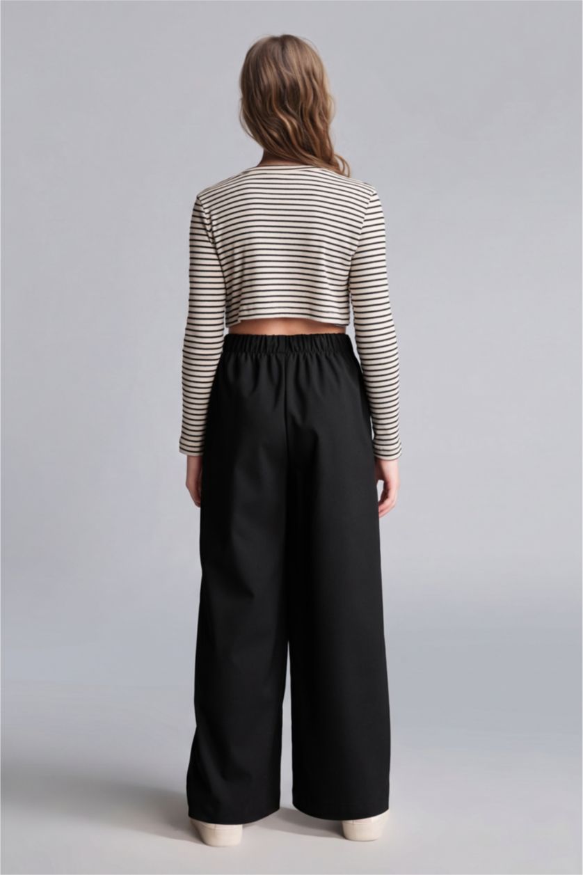 Young Girls - Teen Girls Black Wide Leg Trousers
