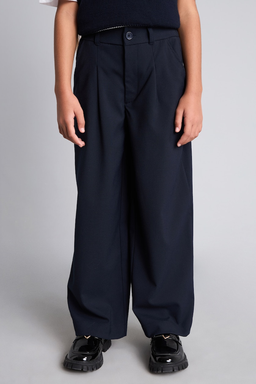 Girls & Teens NAVY بنطرون بناتي قصة عادية برجل عادي بكسرات