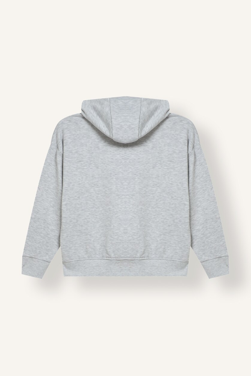 DJEM & ADOLESHENTË Light Grey Melange Boy Printed Zip-Up Hoodie