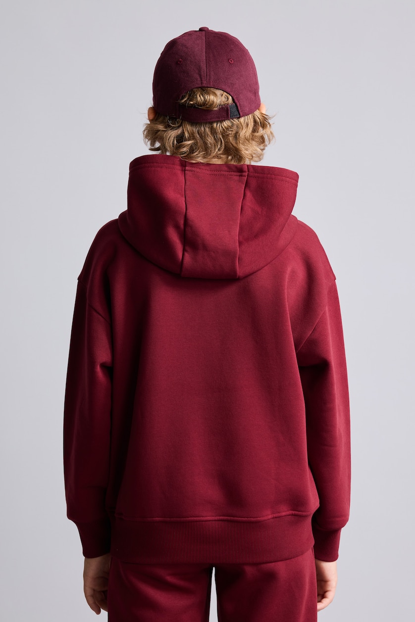 Erkek Çocuk - Genç Erkek Bordo Kapüşonlu Baskılı Sweatshirt Erkek Çocuk