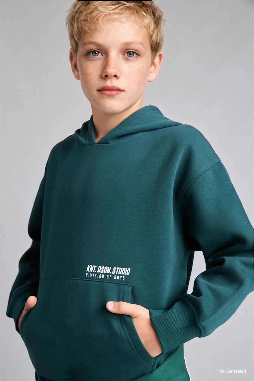DJEM & ADOLESHENTË Dark Green Boy Regular Fit Heavy Fabric Sweatshirt