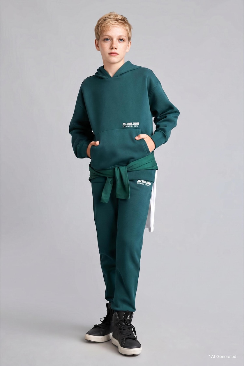 DJEM & ADOLESHENTË Dark Green Boy Regular Fit Heavy Fabric Sweatshirt