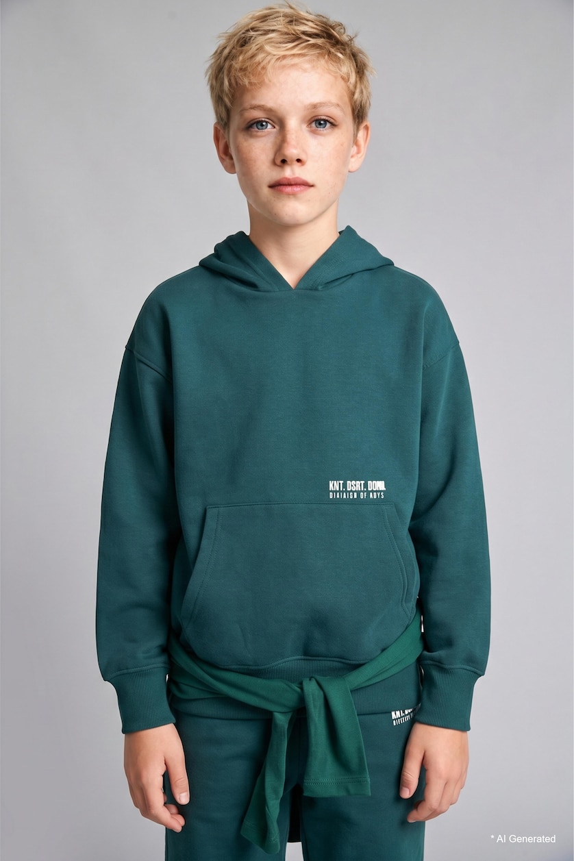 DJEM & ADOLESHENTË Dark Green Boy Regular Fit Heavy Fabric Sweatshirt