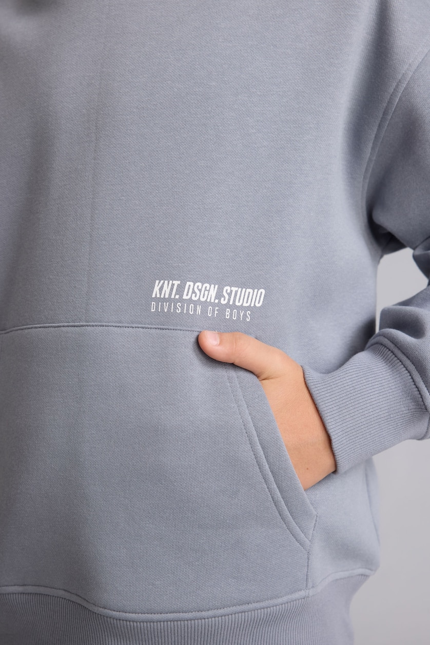 Erkek Çocuk - Genç Erkek Açık Gri Kapüşonlu Baskılı Sweatshirt Erkek Çocuk