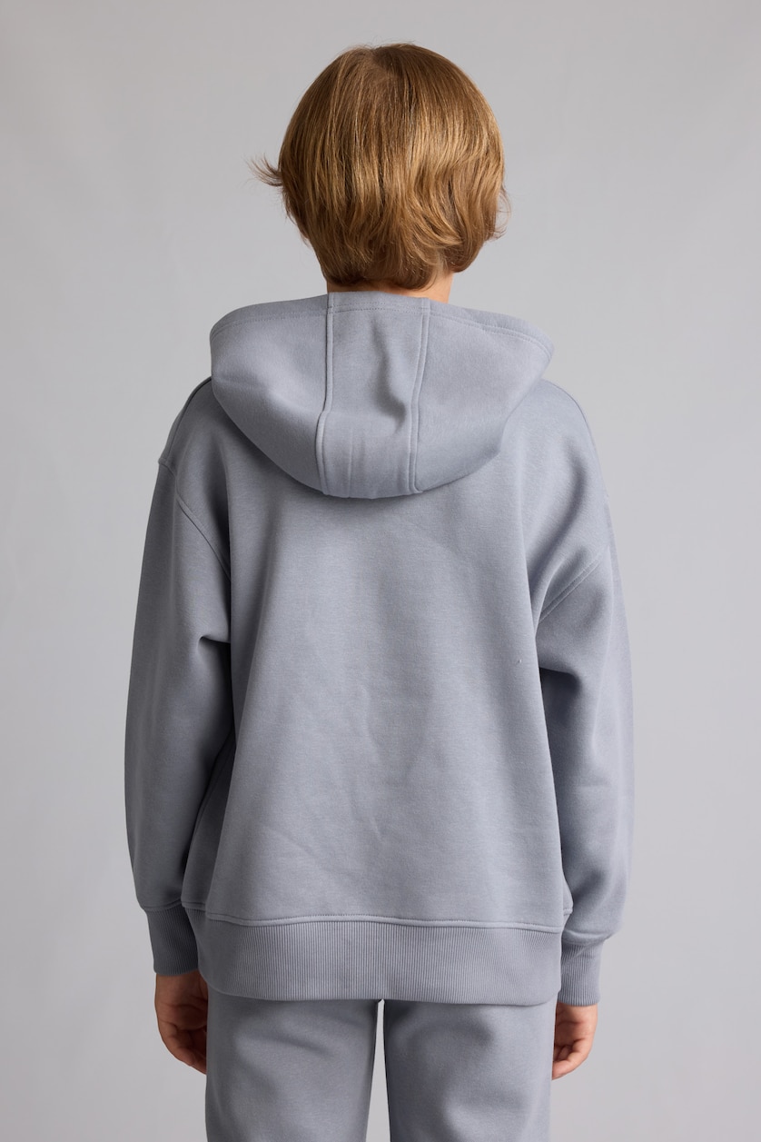 Erkek Çocuk - Genç Erkek Açık Gri Kapüşonlu Baskılı Sweatshirt Erkek Çocuk
