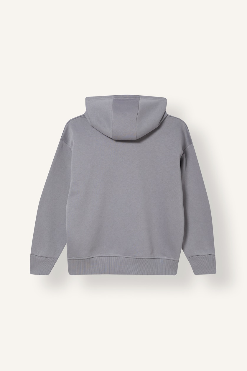 Young Boys - Teen Boys Light Grey Boy Regular Fit Heavyweight Printed Hoodie