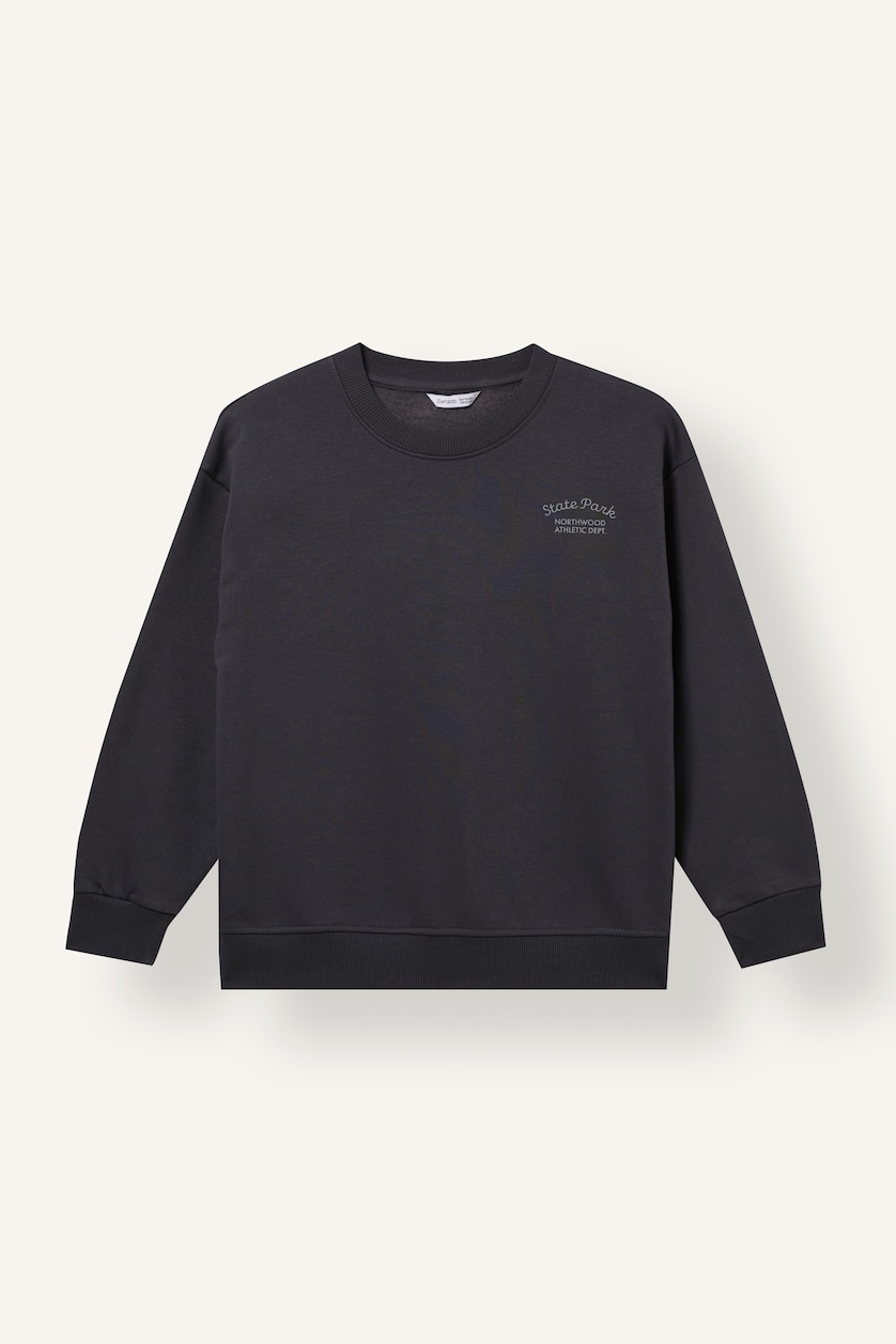 Boys & Teens Anthracite Boy Textured Embroidery Sweatshirt
