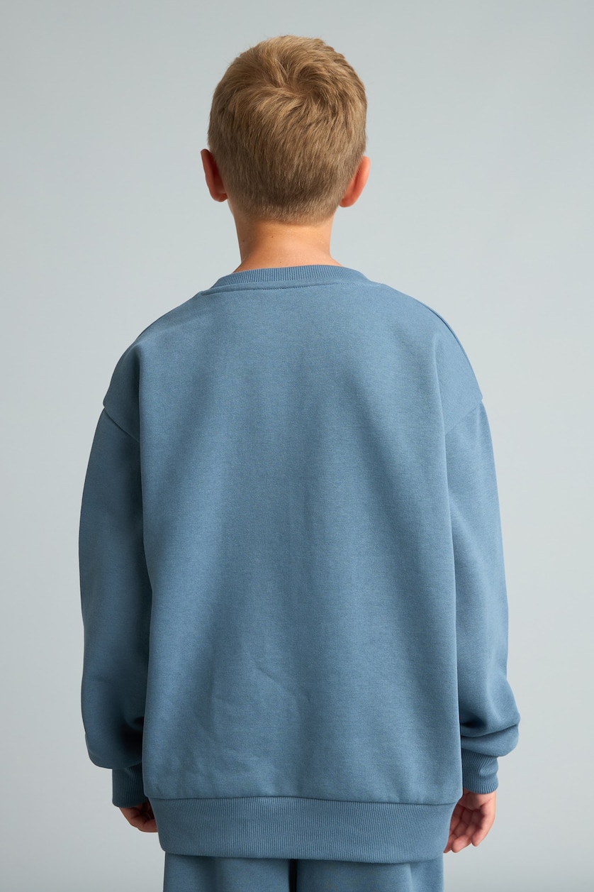 Young Boys - Teen Boys Blue Regular Fit Slogan Crew Neck Sweatshirt