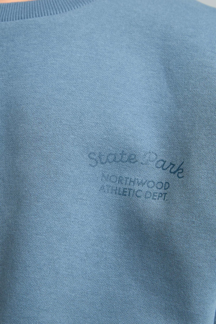 Boys & Teens Blue Boy Regular Fit Slogan Print Fleece Lined Thick Fabric Sweatshirt