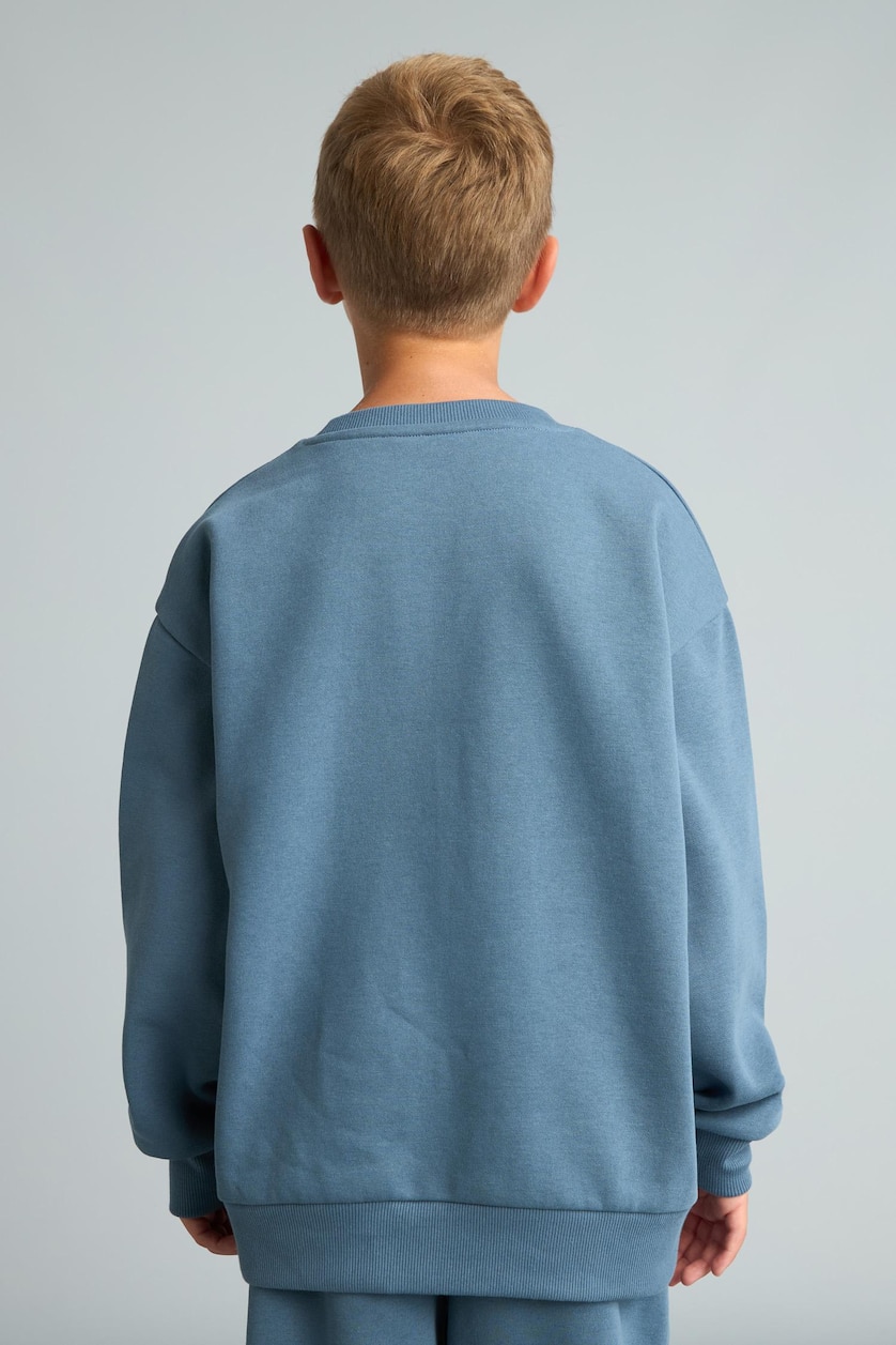 Boys & Teens Blue Boy Regular Fit Slogan Print Fleece Lined Thick Fabric Sweatshirt