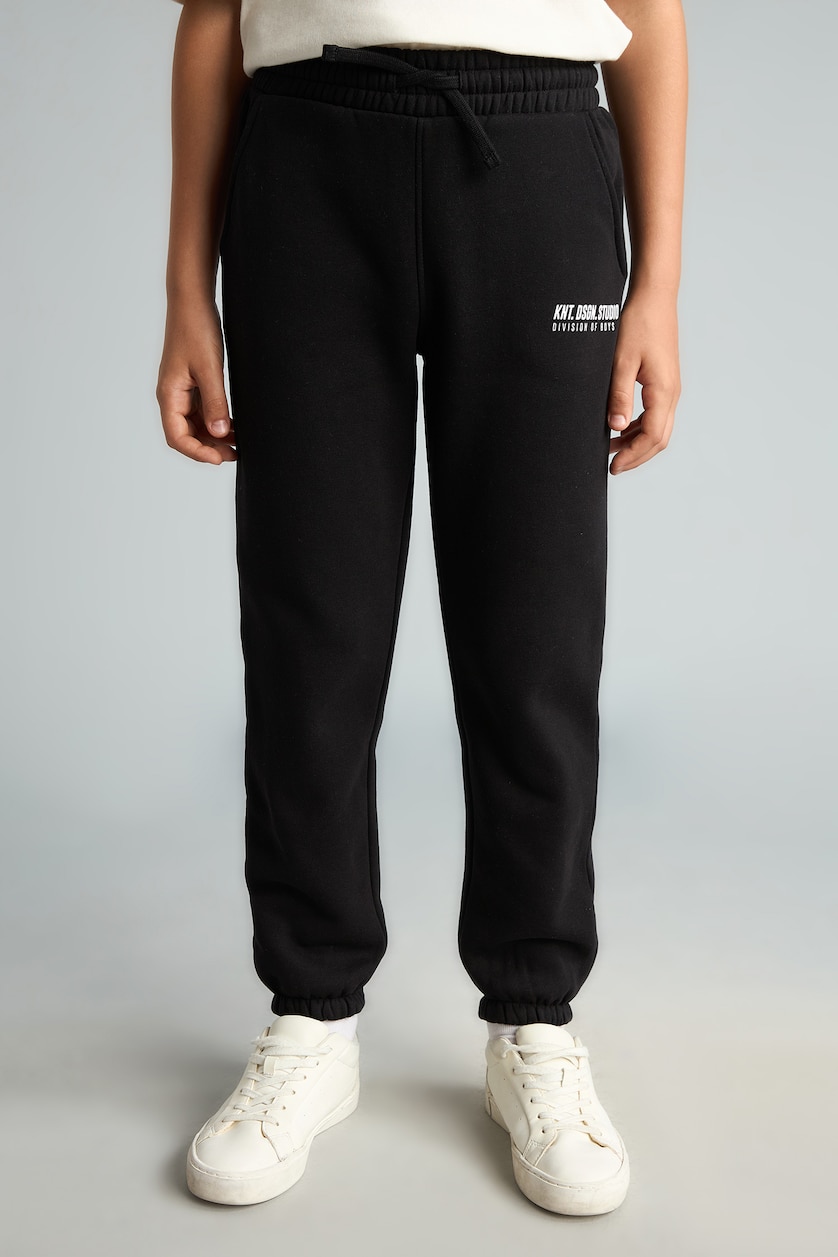 Erkek Çocuk - Genç Erkek Siyah Baskılı Jogger Eşofman Altı Erkek Çocuk