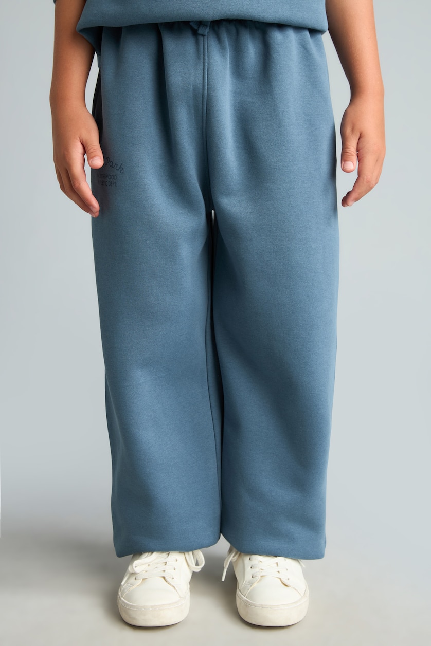 Boys & Teens Blue Boy Balloon Fit Slogan Print Thick Fabric Trousers