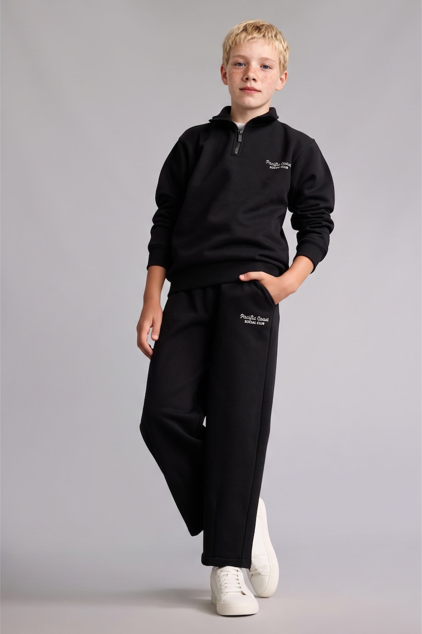 Young Boys - Teen Boys Black Slogan Trousers