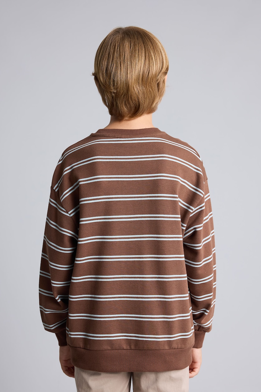 أولاد بني Boy Oversize Fit Striped Crew Neck Sweatshirt