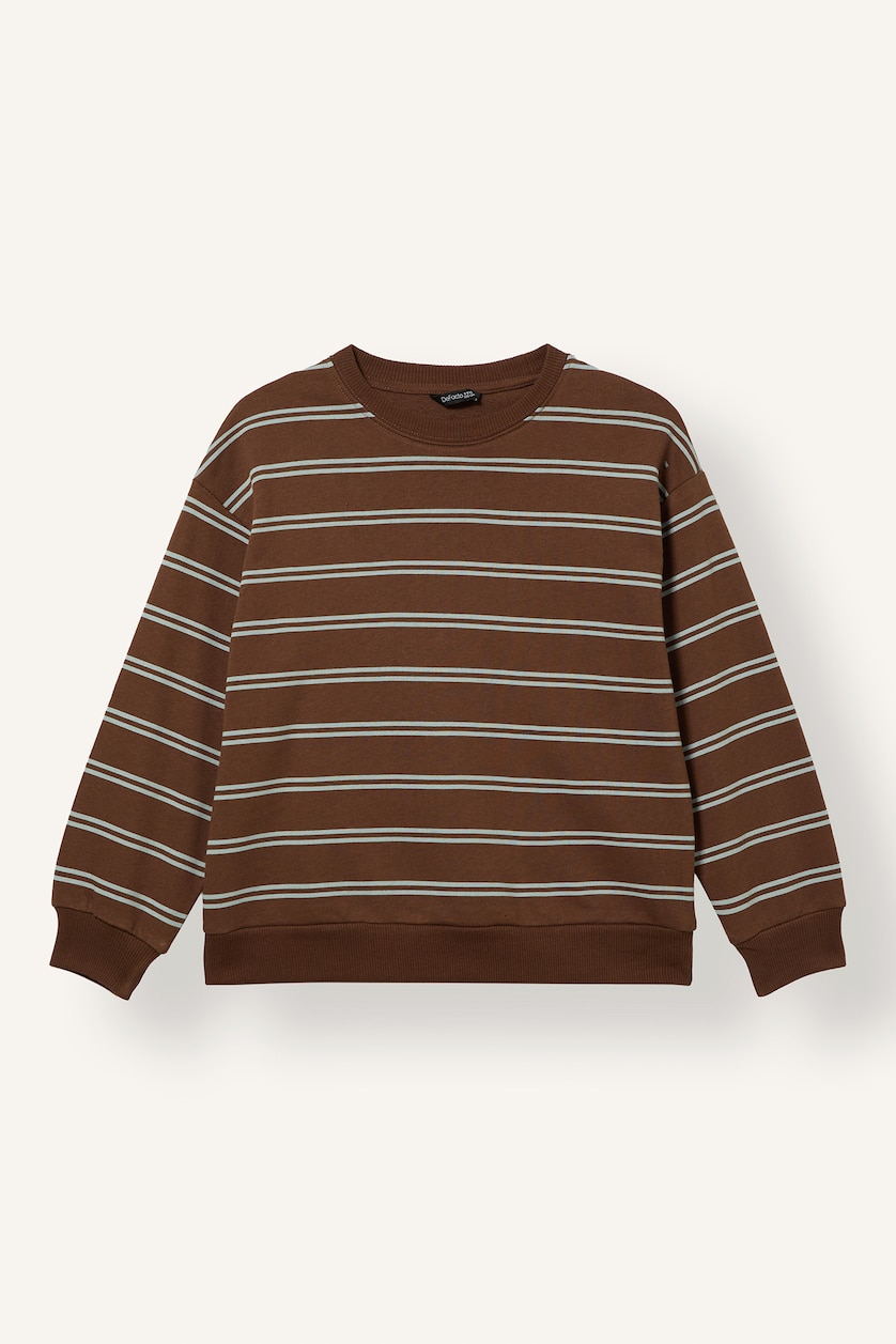 GARÇONS Marron Sweatshirt oversize à col rond rayé pour garçon