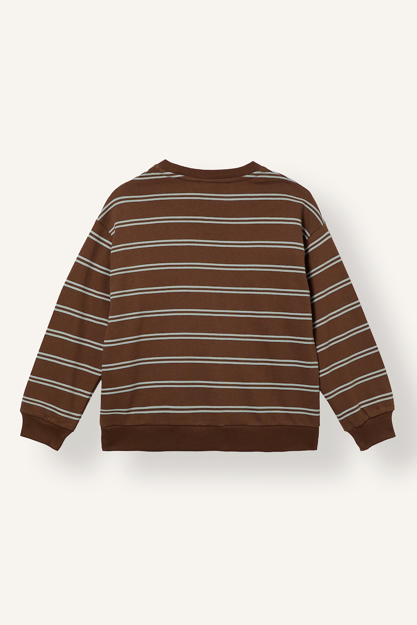 GARÇONS Marron Sweatshirt oversize à col rond rayé pour garçon