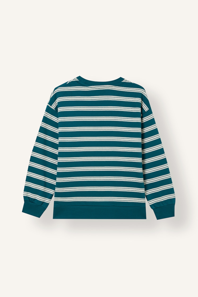 GARÇONS Vert Sweatshirt oversize à col rond rayé pour garçon