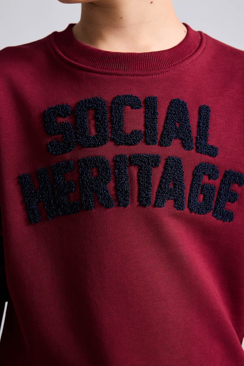 Erkek Çocuk - Genç Erkek Bordo Oversize Nakış Yazılı Sweatshirt Erkek