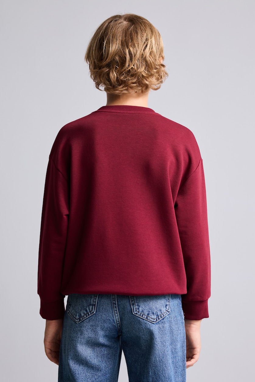Erkek Çocuk - Genç Erkek Bordo Oversize Nakış Yazılı Sweatshirt Erkek