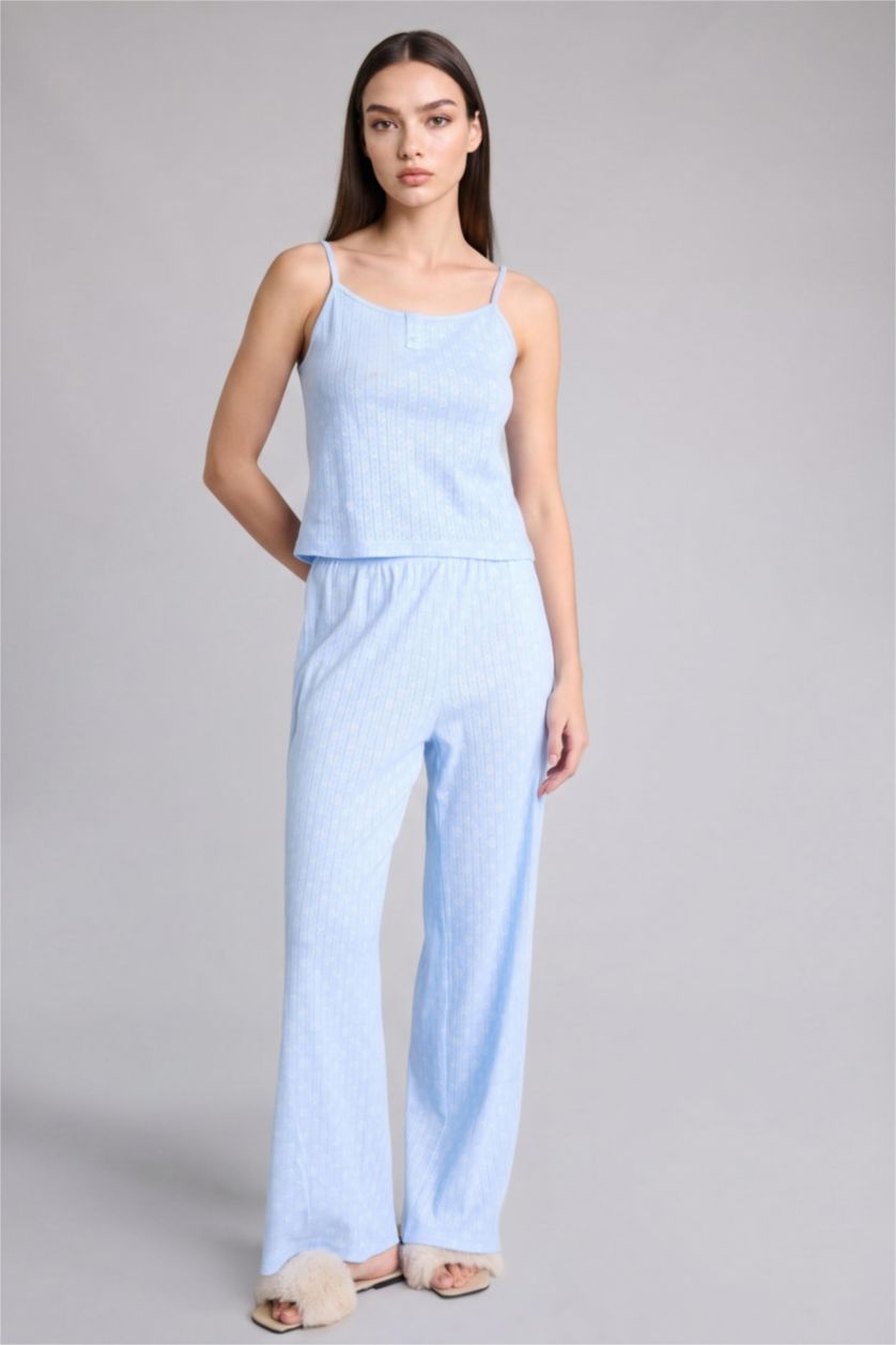 Kadın Açık Mavi Regular Fıt Askılı 2'li Pijama Takımı