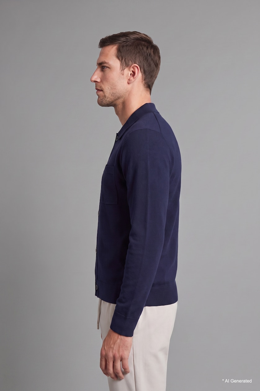 Men NAVY Standard Fit Cardigan