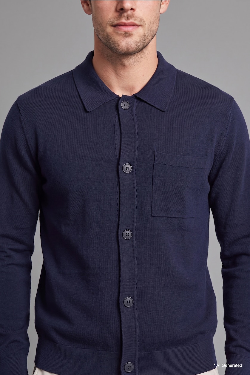 Men NAVY Standard Fit Cardigan