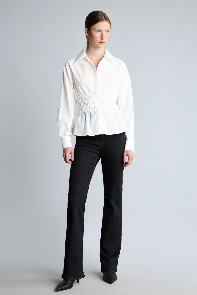 Women White Fitted 100% Cotton Poplin Long Sleeve Shirt