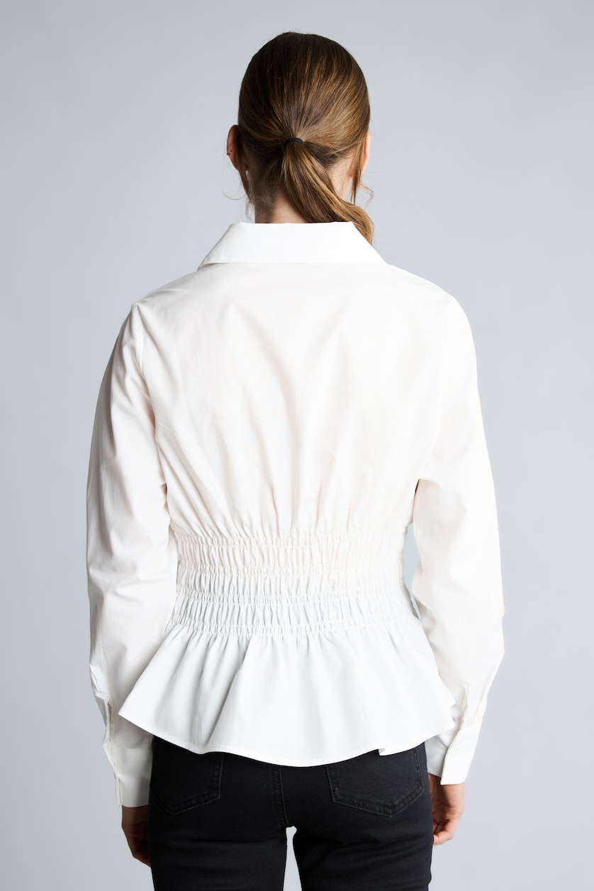 Women White Fitted 100% Cotton Poplin Long Sleeve Shirt