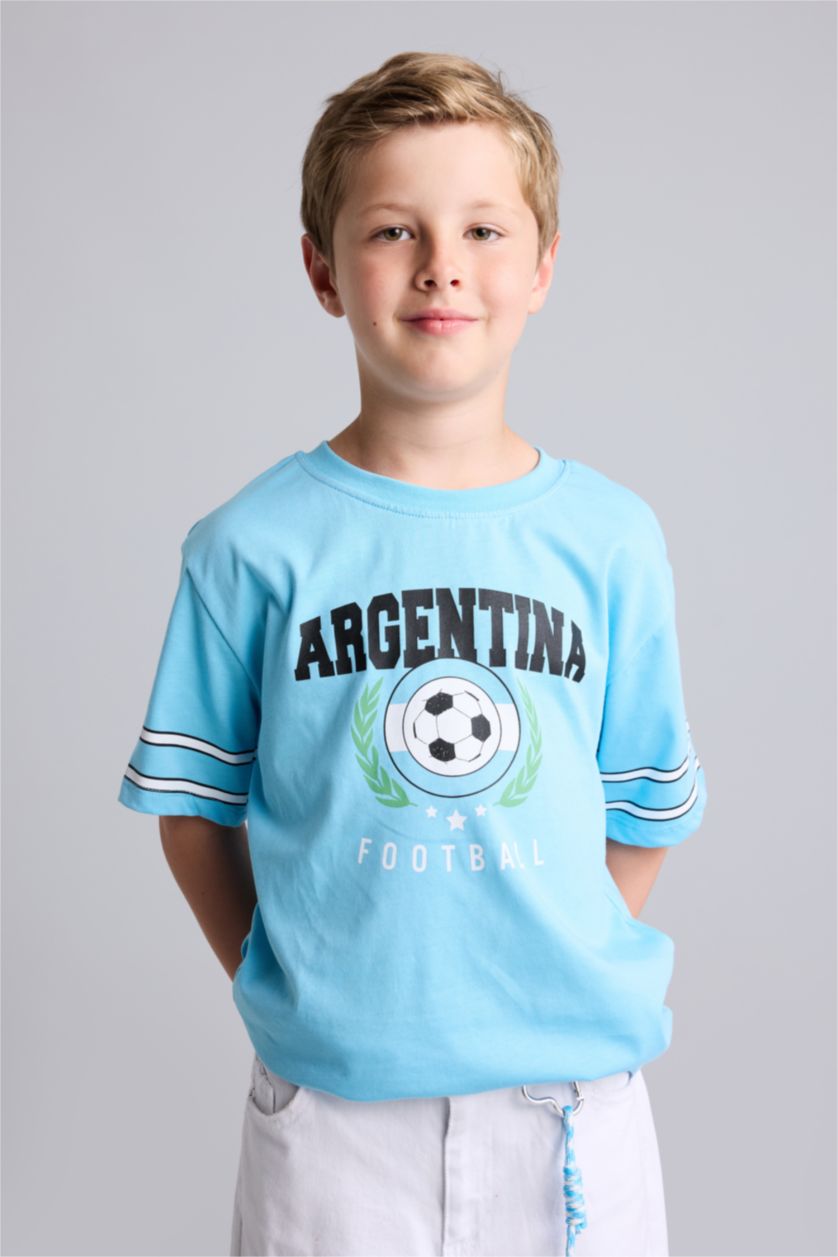 Boys & Teens Blue New Regular Fit Short Sleeve T-Shirt