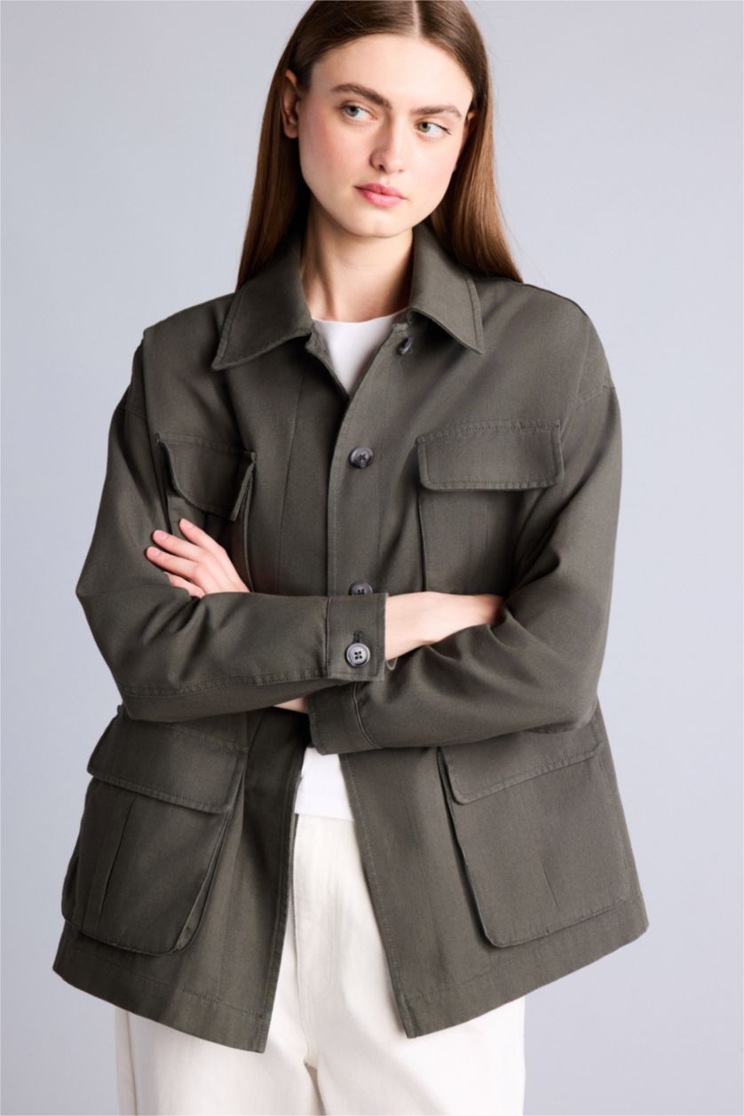 Women Khaki Puffer Jacket
