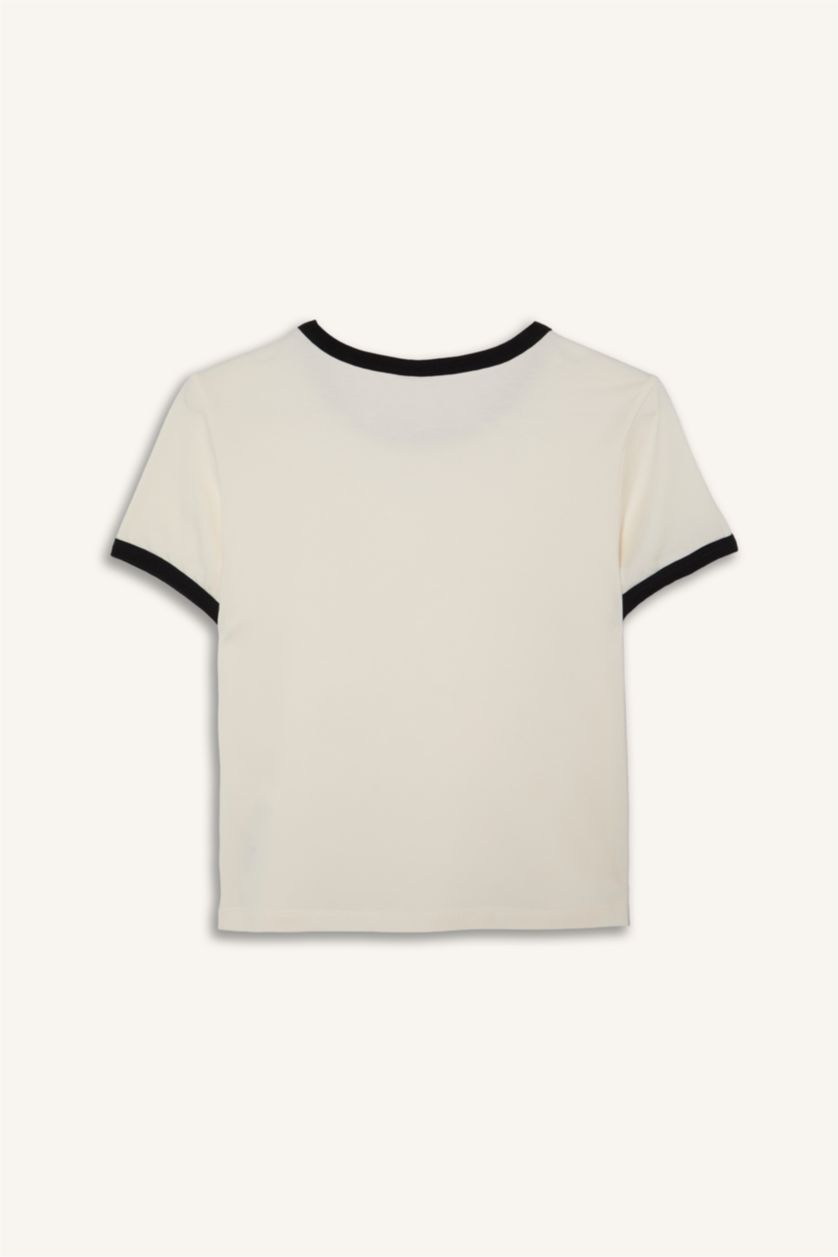 Women Ecru Slim Fit Short Sleeve T-Shirt