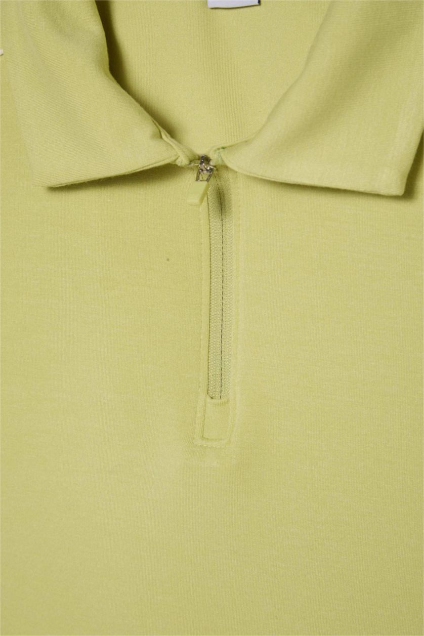 حريمي أخضر فاتح Standard Fit modal Short Sleeve Polo T-Shirt