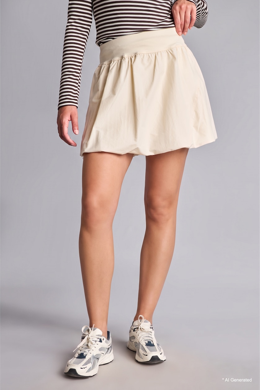 WOMAN Sand Balloon Fit Ecru Ruched Mini Skirt