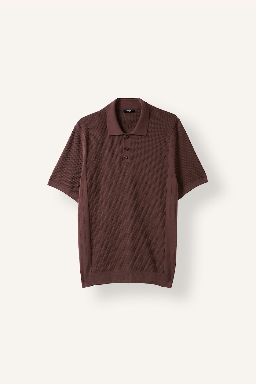 Men Cinnamon Polo Collar Short Sleeve Polo T-Shirt
