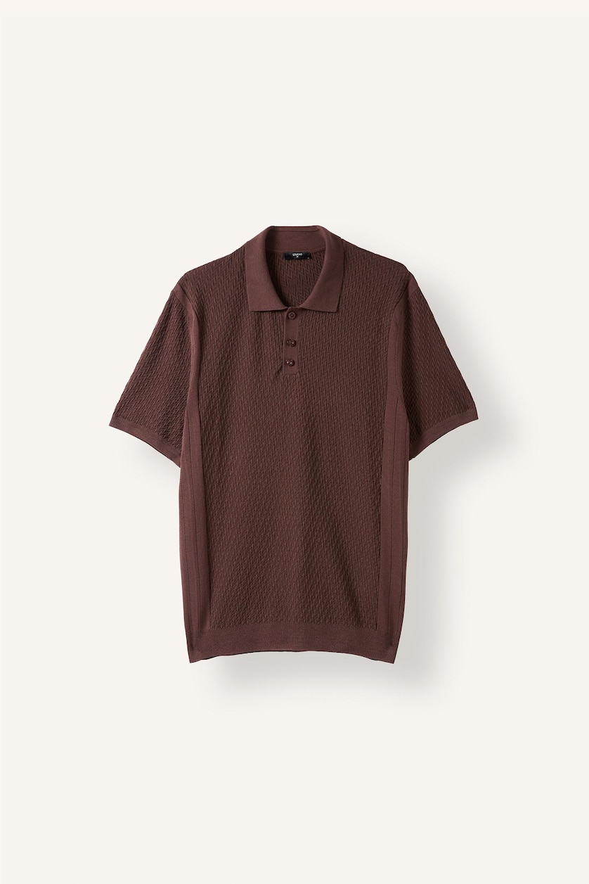 Men Cinnamon Polo Collar Short Sleeve Polo T-Shirt